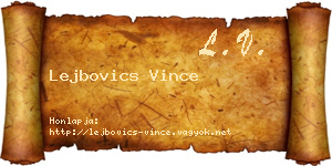 Lejbovics Vince névjegykártya